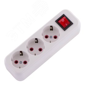 Колодка с заземлением 3 входа с выключателем