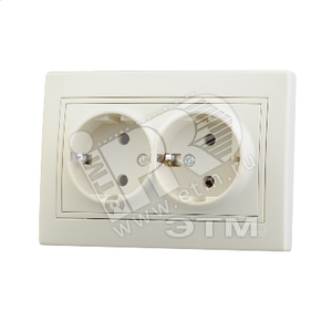 MIRA Розетка двойная с заземлением бежевая