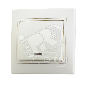 Выключатель одноклавишный, с подсветкой, бежевый, с бежевой вставкой