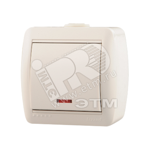 Выключатель одноклавишный, с подсветкой, белый