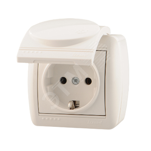 HATA Розетка с заземлением с крышкой белая
