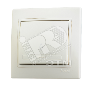 Выключатель одноклавишный, проходной, бежевый, с бежевой вставкой