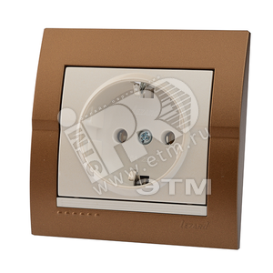 DERIY Выключатель двойной ПБТ коричневый  и жемчужно-белый металлик