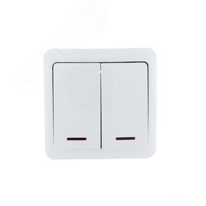 VIOLA Выключатель двойной с подсветкой белый (12шт/144шт)