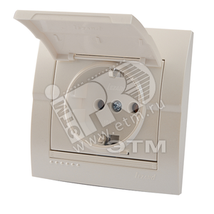 DERIY Розетка с/з с крышкой ПБТ белый