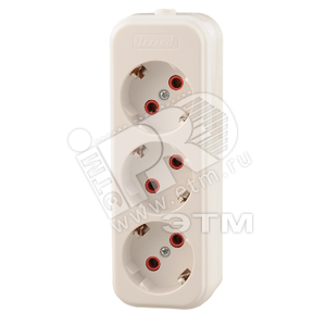 Колодка удлинителя 3 поста с заземлением