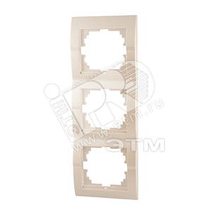 DERIY Рамка 3-ая вертикальная жемчужно-белая металлик