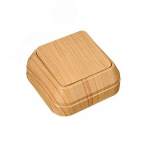 Выключатель одноклавишный наружный проходной дуб