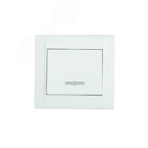 Выключатель одноклавишный, с подсветкой, белый