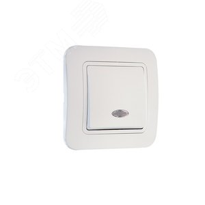 Выключатель одноклавишный, с подсветкой, белый