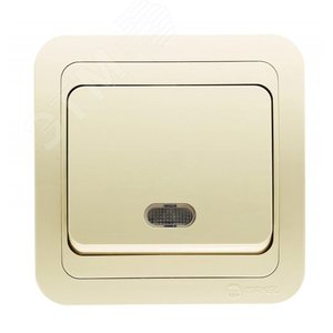 Выключатель одноклавишный, с подсветкой, бежевый