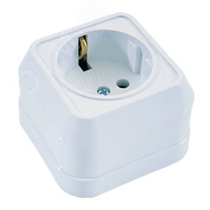 Розетка наружная с заземлением (квадрат) белая