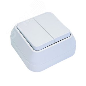 Выключатель двухклавишный наружный белый