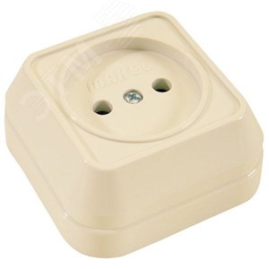 Розетка наружная без заземления (квадрат) бежевая