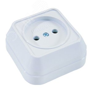 Розетка наружная без заземления (квадрат) белая