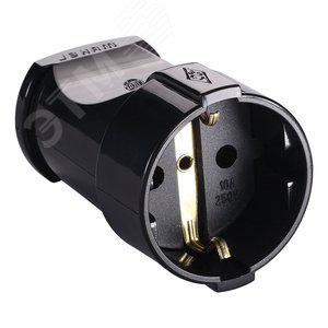 Штепсель 1 гнездо без заземления черный