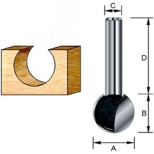Фреза шаровидная 6,35R 12,7х12,7х8х32х2Т