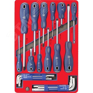 Набор отверток, шестигранников и Torx, ложемент, 28 предметов МАСТАК 5-40627