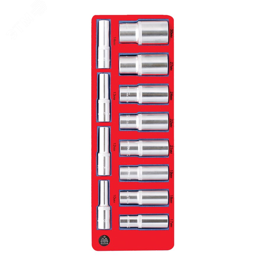 Набор глубоких головок 1/2”, двенадцатигранные, ложемент, 12 предметов МАСТАК 5-014212