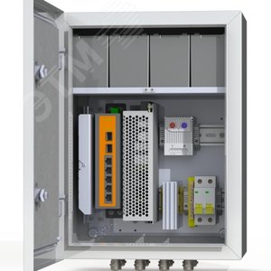 Узел коммутационный 4хPoE, 2хSFP, 4хSC, АКБ 4х12В, 7А/ч, IP66, 300х400х210 мм
