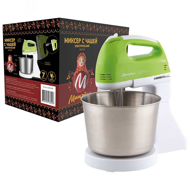 Миксер MA-015 на 150 Вт, с чашей, 7 скоростей
