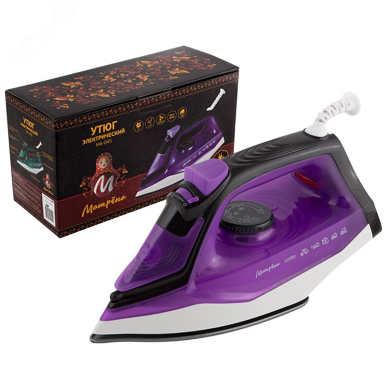 Утюг MA-045 на 2200 Вт, подошва - тефлоновая, цвет фиолетовый