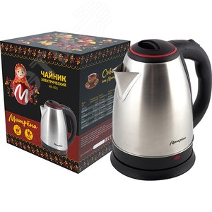 Чайник электрический стальной MA-001 на 1.8 л, цвет крышки красный