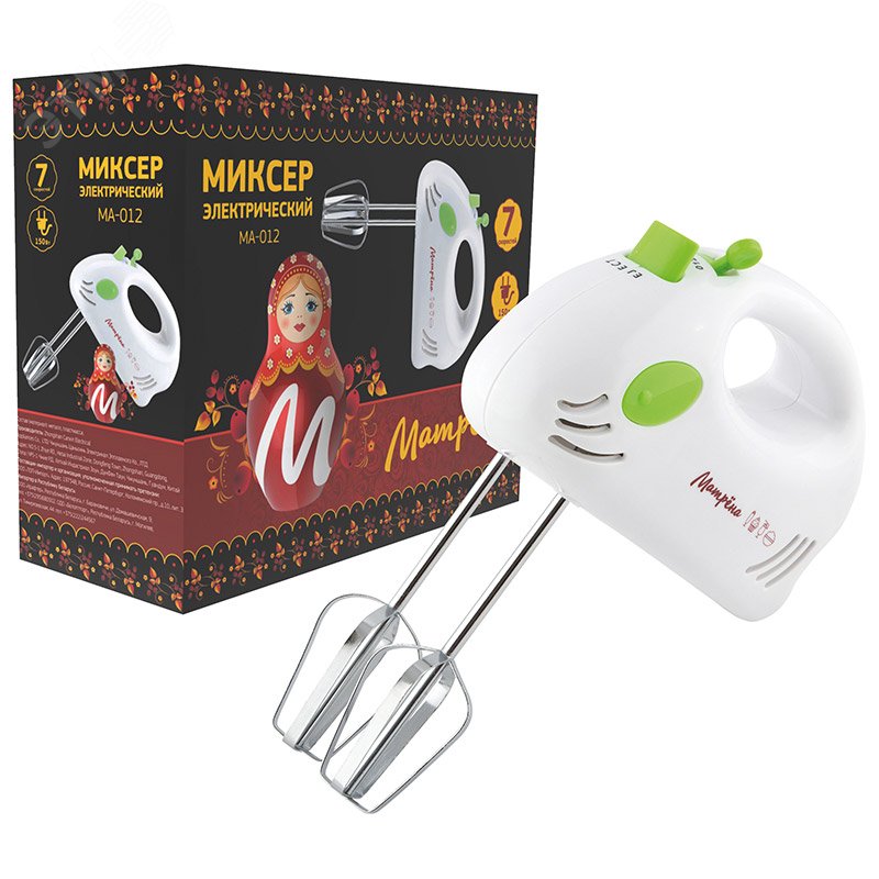 Миксер MA-012 погружной на 150 Вт, 7 скоростей, цвет зеленый
