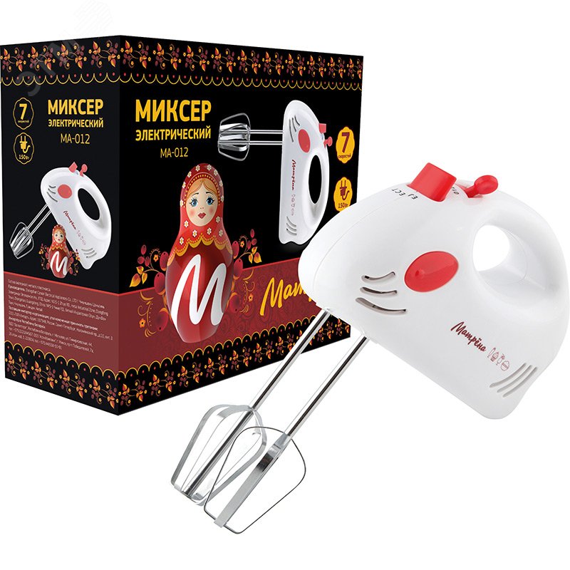Миксер MA-012 погружной на 150 Вт, 7 скоростей, цвет красный
