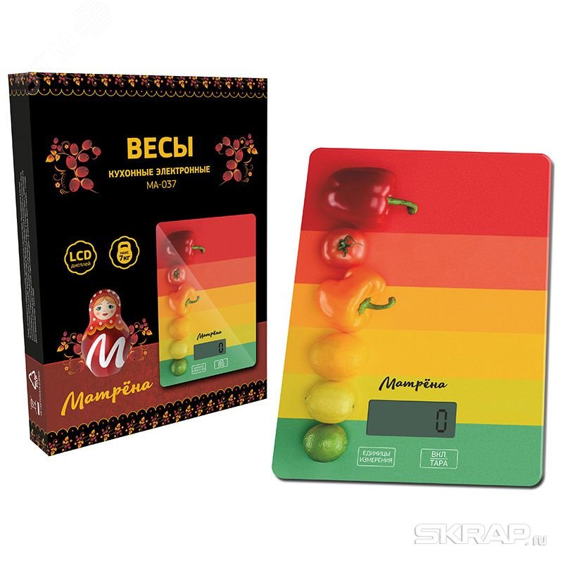 Весы кухонные электронные МА-037 до 7 кг, рисунок ''Полоски''