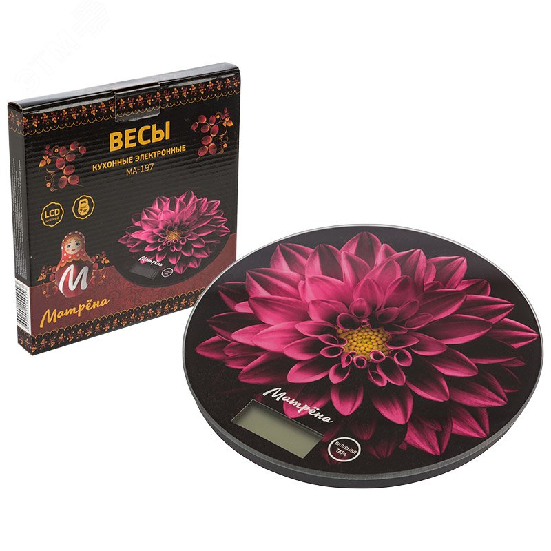 Весы кухонные электронные МА-197 до 7 кг, пурпурный ''Цветок''