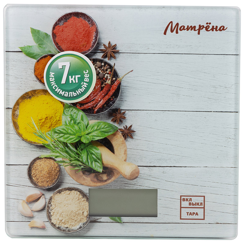 Весы кухонные электронные MA-033 до 7 кг, рисунок ''Специи''