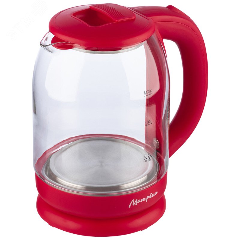 Чайник электрический стеклянный MA-007 на 1.8 л, цвет вишнёвый
