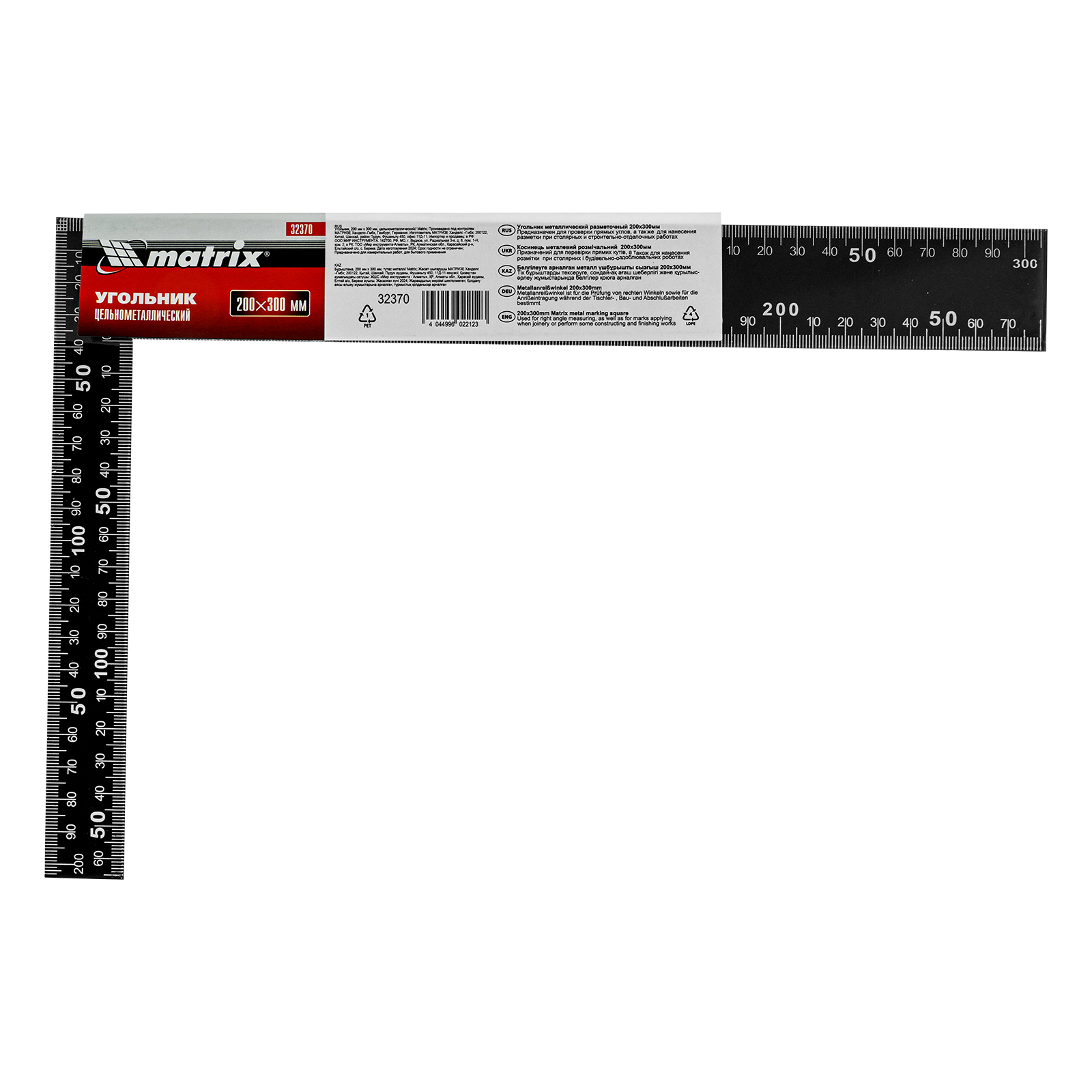 Угольник, 200 х 300 мм, цельнометаллический Matrix