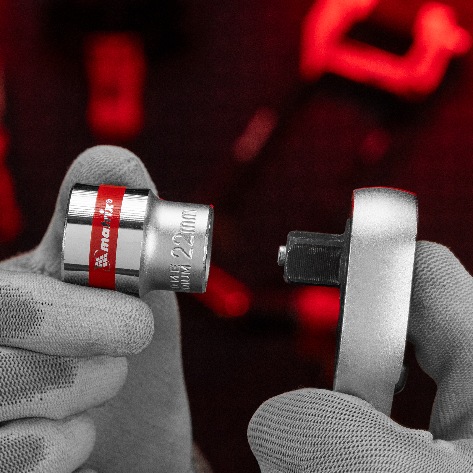 Головка торцевая, 22 мм, шестигранная, CrV, под квадрат 1/2, хромированная Matrix