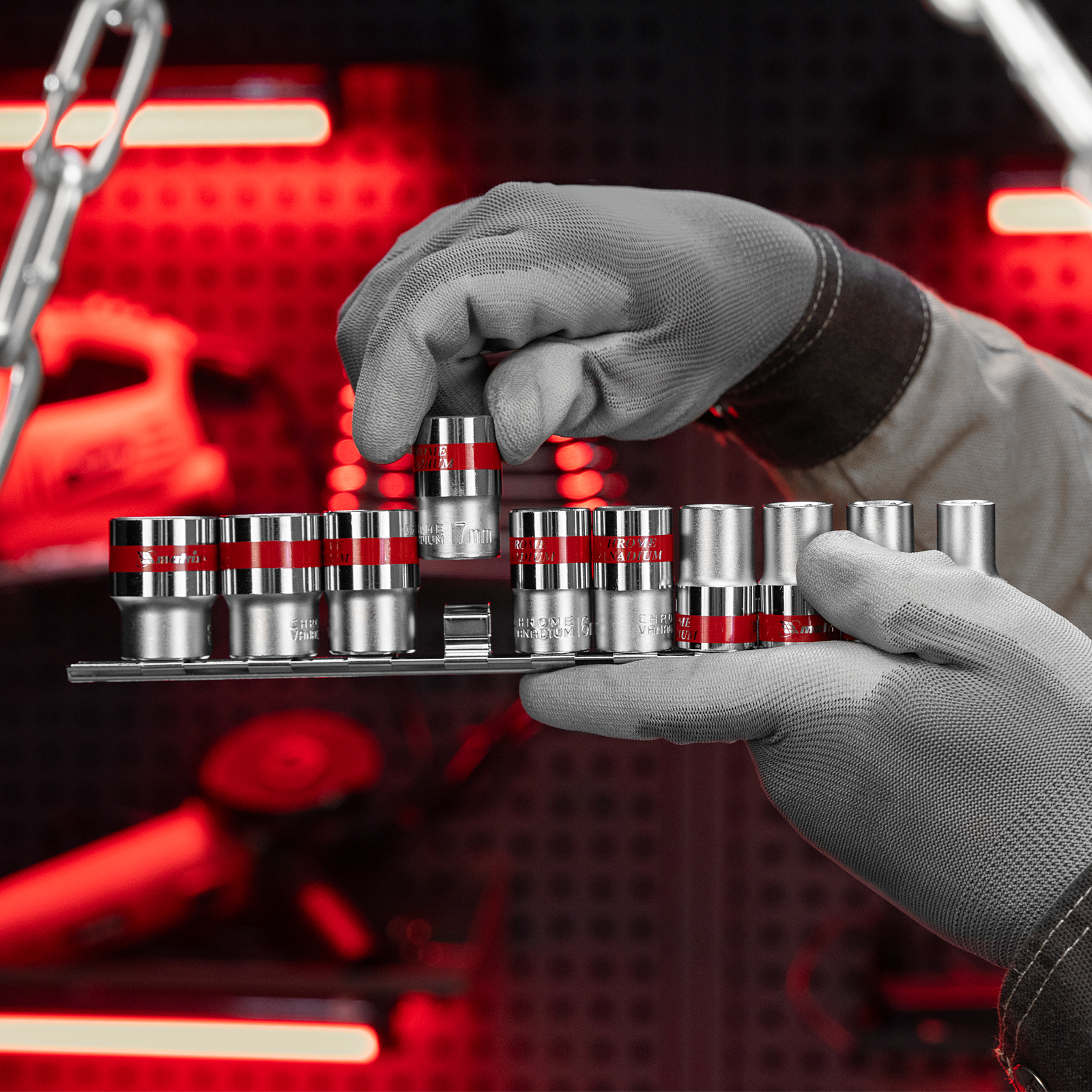 Набор торцевых головок 1/2", 6 гранные, CrV, 10-22мм, 10 штук Matrix