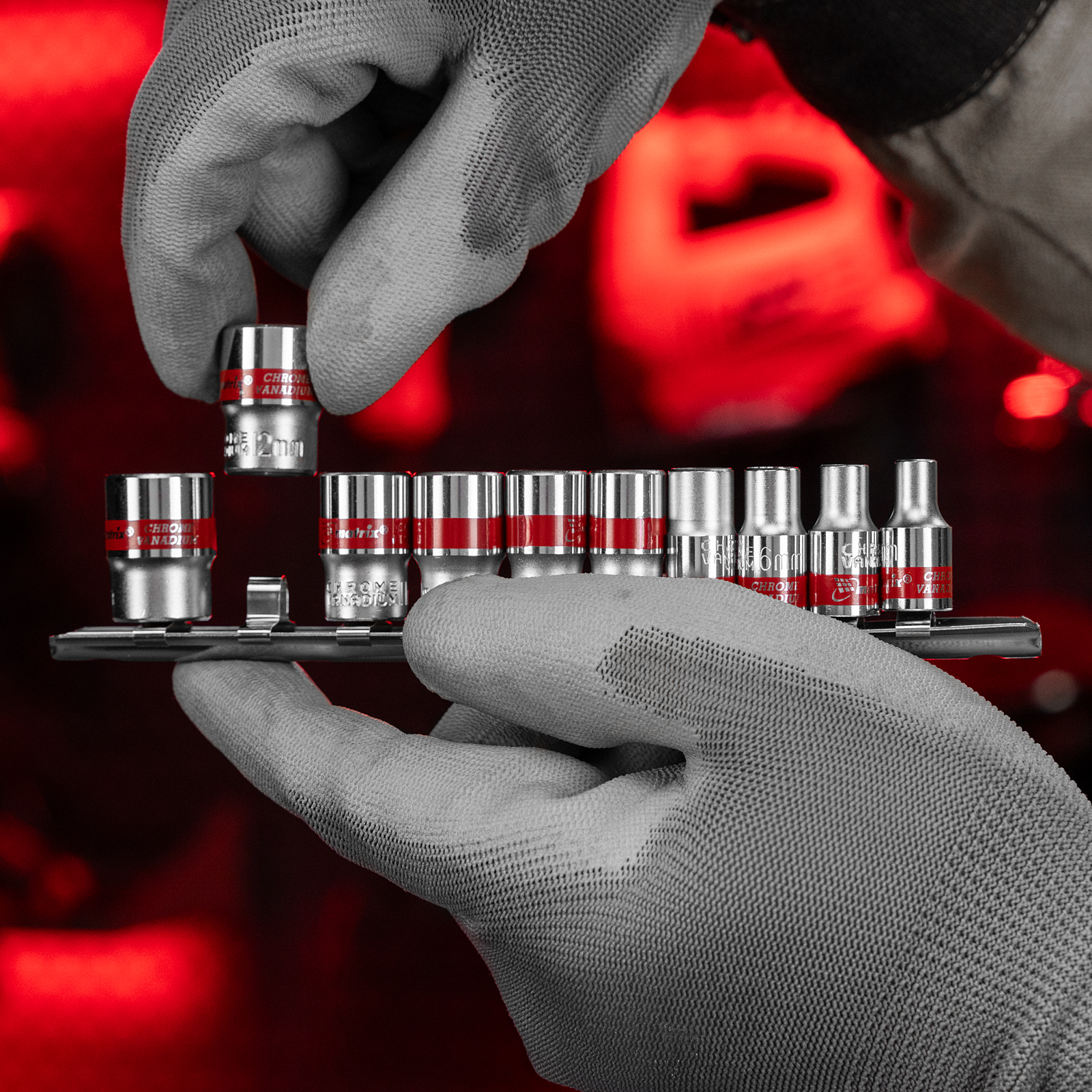 Набор торцевых головок 1/4", 6 гранные, CrV, 4-13мм, 10 штук Matrix