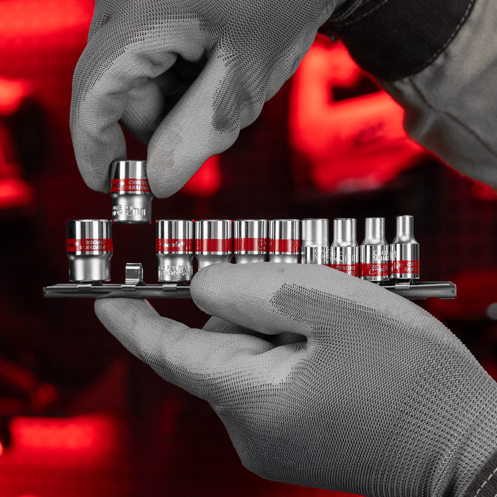 Набор универсальных торцевых головок 1/4", Spline, CrV, 4-13мм, 10 штук Matrix