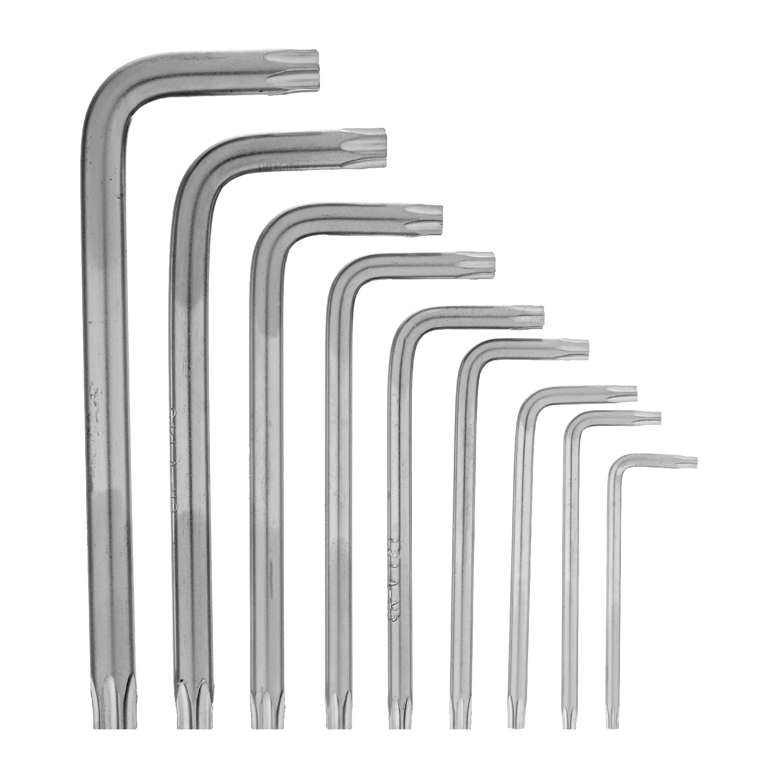 Набор ключей имбусовых Torx , 9 шт, T10-T50, CrV, коротких, с сатинированным покрытием Matrix