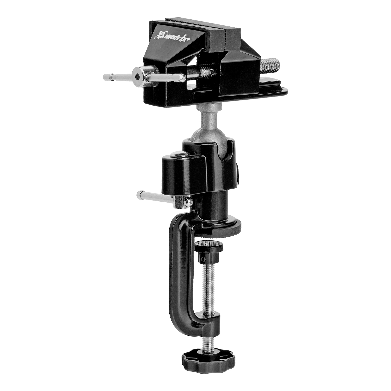Тиски настольные, многофункциональные, сменная насадка, хомут для дрели, шарнирный механизм, 70 мм Matrix