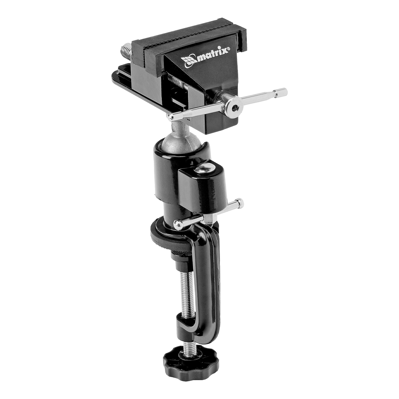 Тиски настольные, многофункциональные, сменная насадка, хомут для дрели, шарнирный механизм, 70 мм Matrix