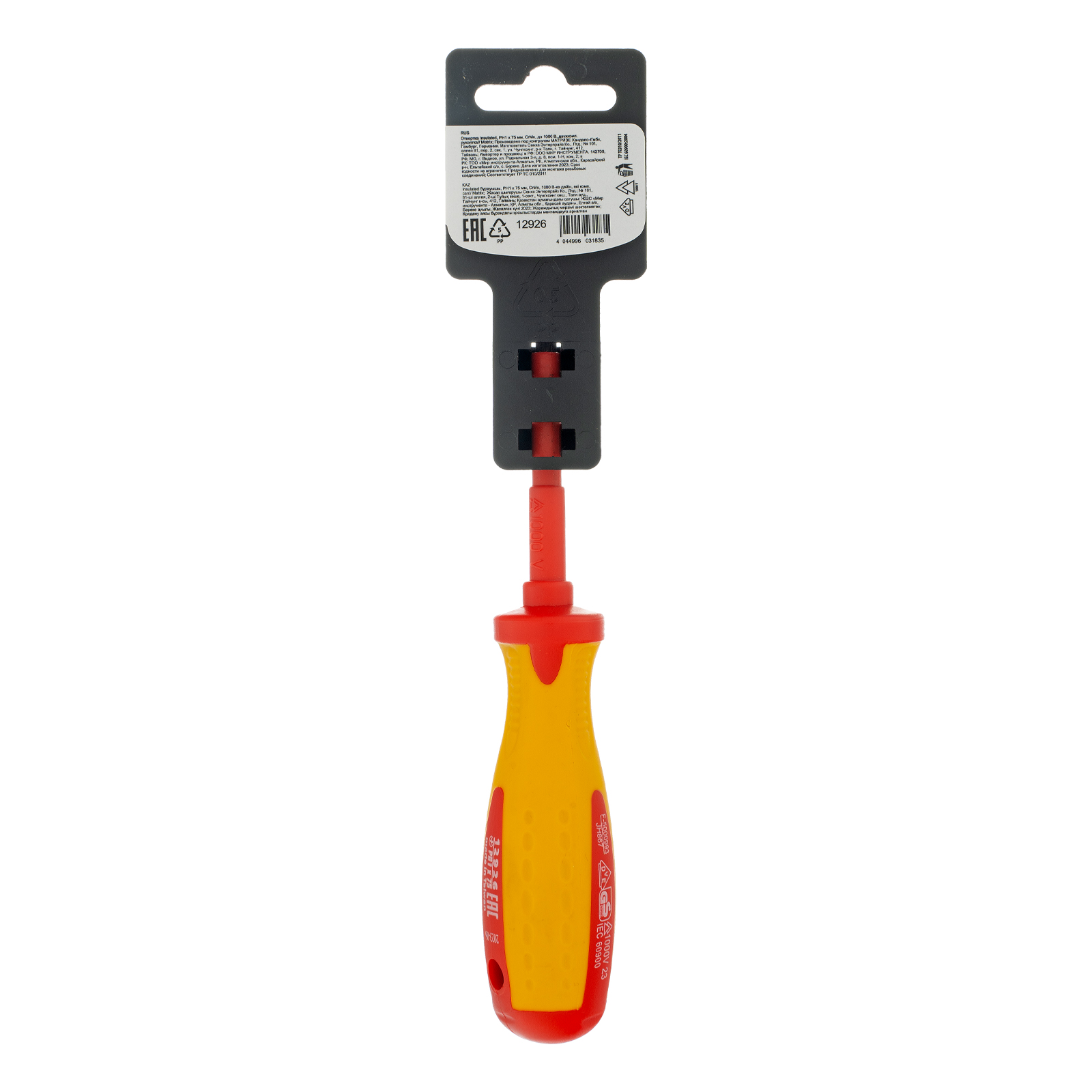 Отвертка Insulated, PH1 x 75 мм, CrMo, до 1000 В, двухкомпонентная рукоятка Matrix Professional