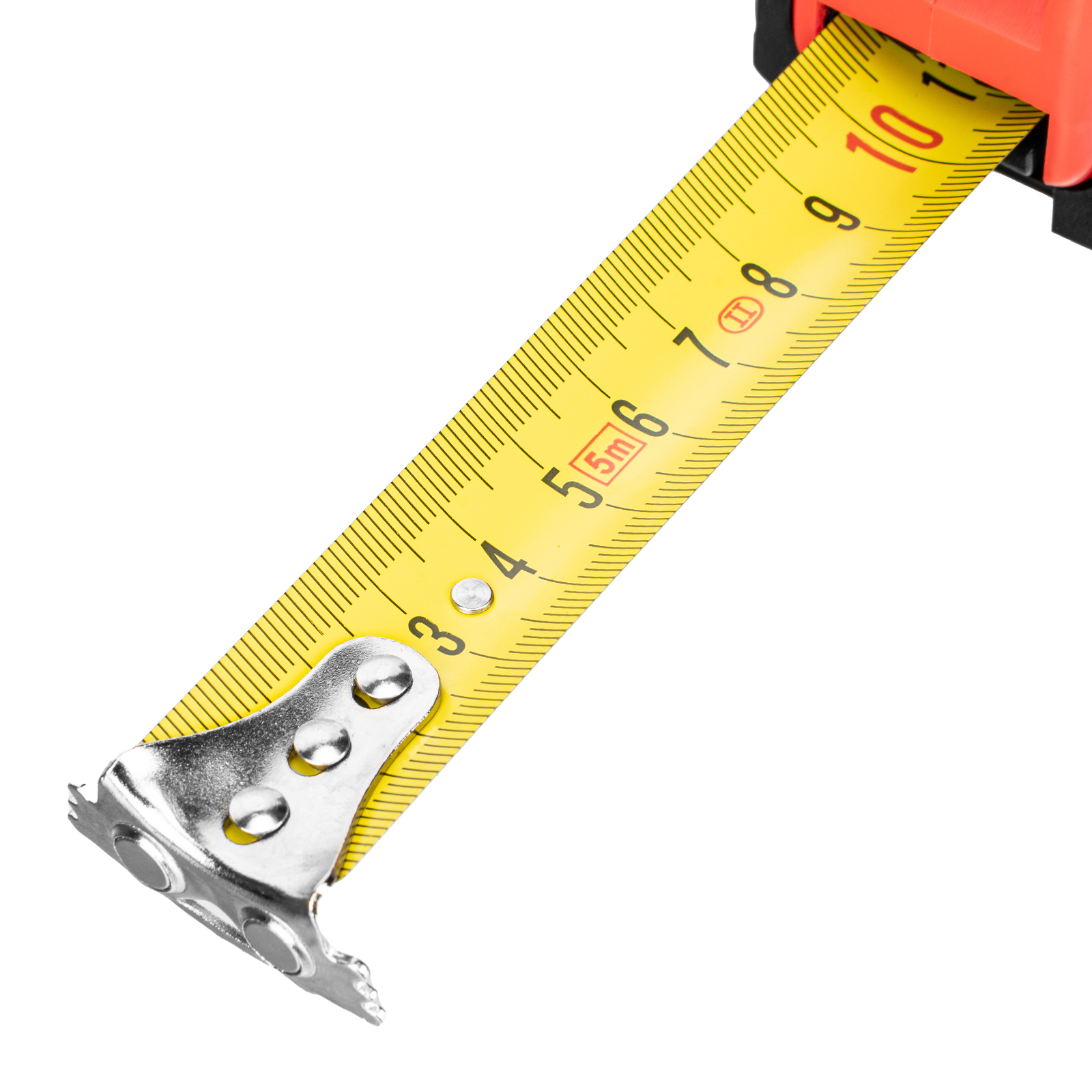 Рулетка Status Magnet 3 fixations,5 м х 25 мм,обрезиненный корпус,зацеп с магнитом Matrix