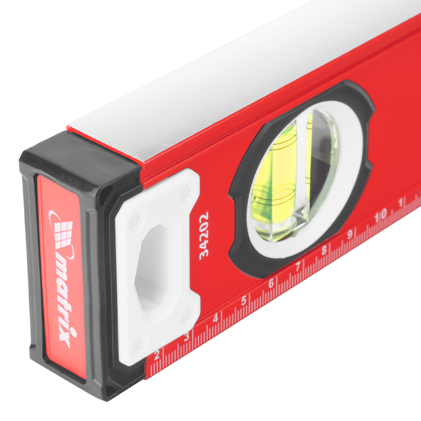 Уровень алюминиевый, фрезерованный, 3 глазка, рукоятки, 800 мм Matrix