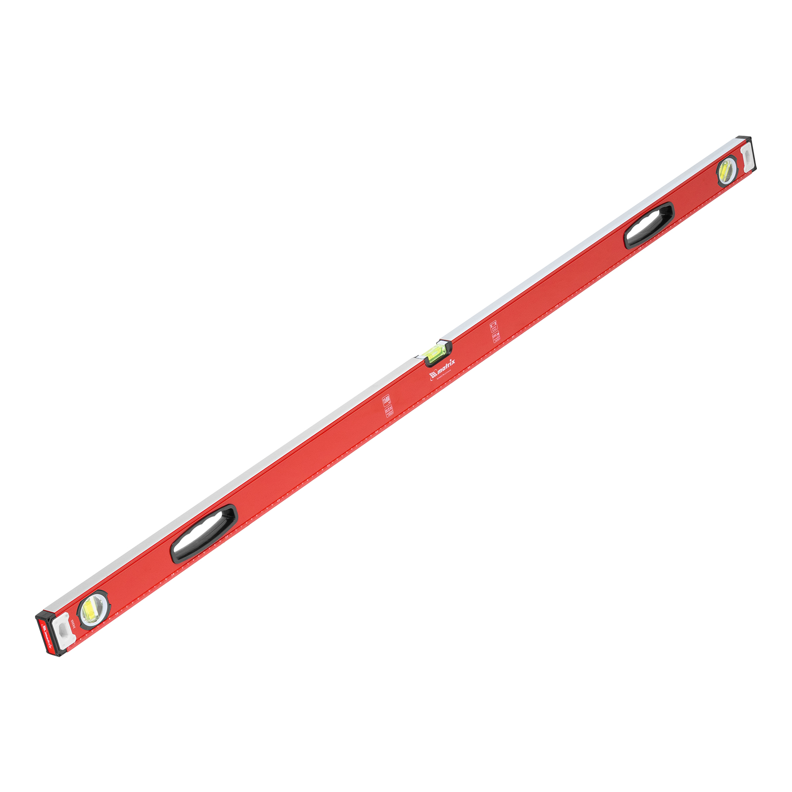 Уровень алюминиевый, фрезерованный, 3 глазка, рукоятки, 1500 мм Matrix