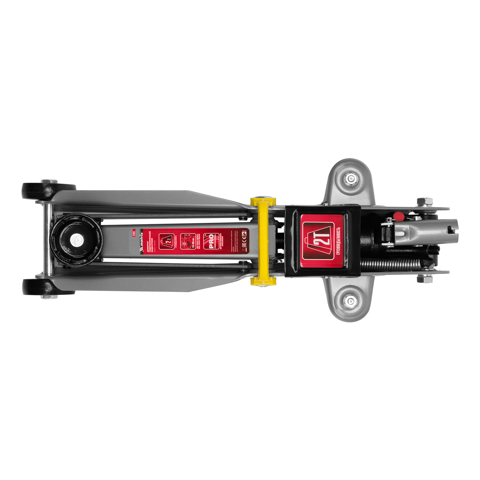 Домкрат гидравлический подкатной, 2 т, высота подъема 135-385 мм, в пластиковый кейсе Matrix