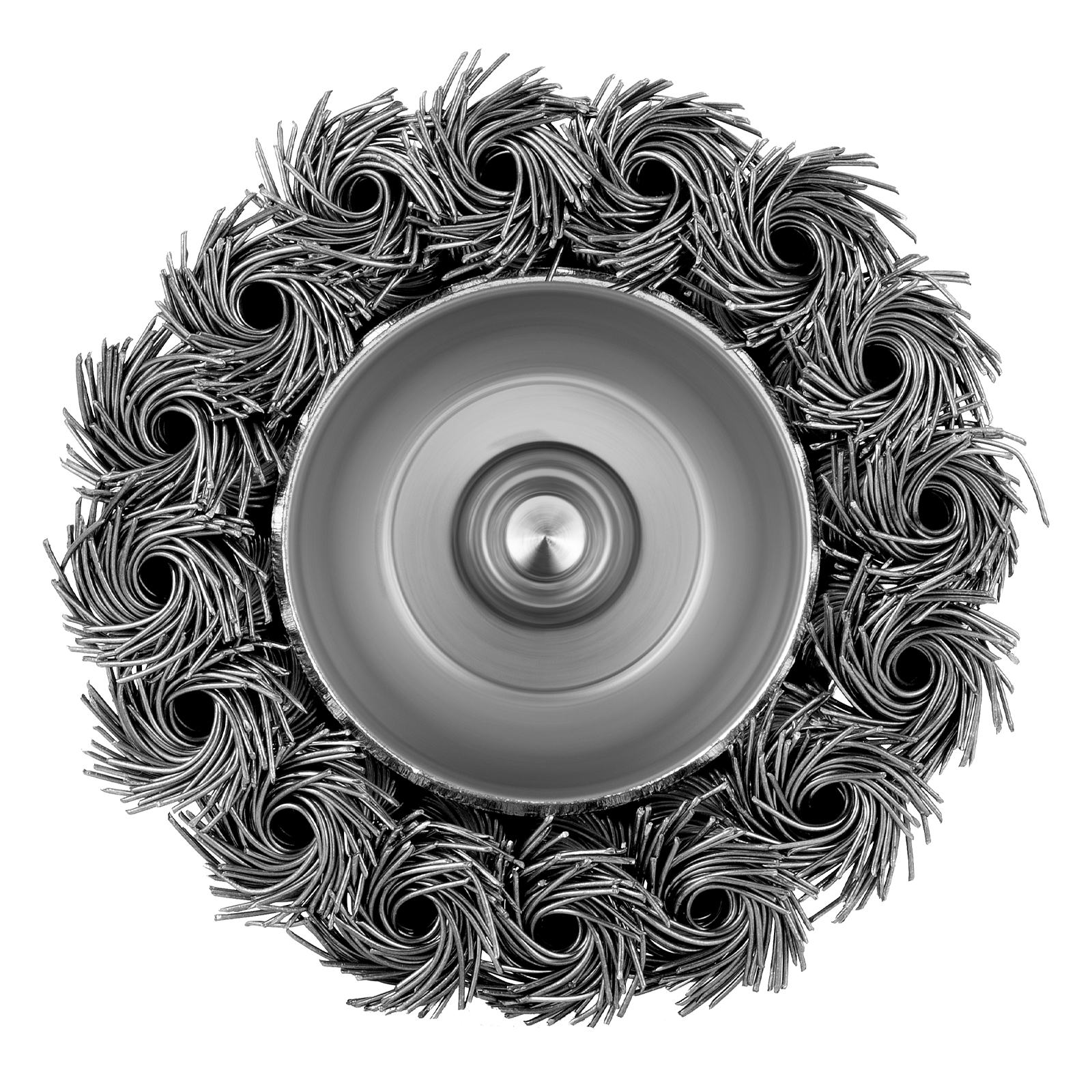 Щетка для дрели, 75 мм, "чашка" со шпилькой, крученая металлическая проволока Matrix