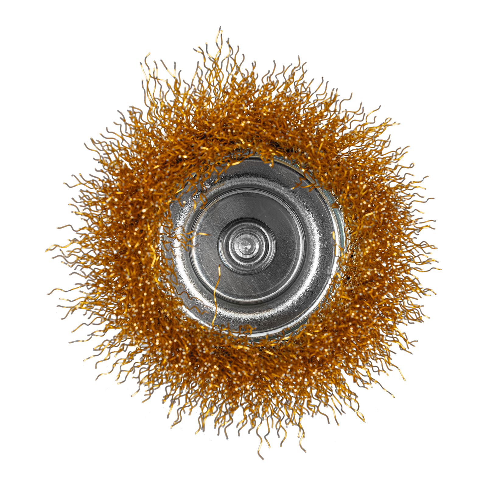 Щетка для дрели, 75 мм, "чашка" со шпилькой, латунированная витая проволока Matrix