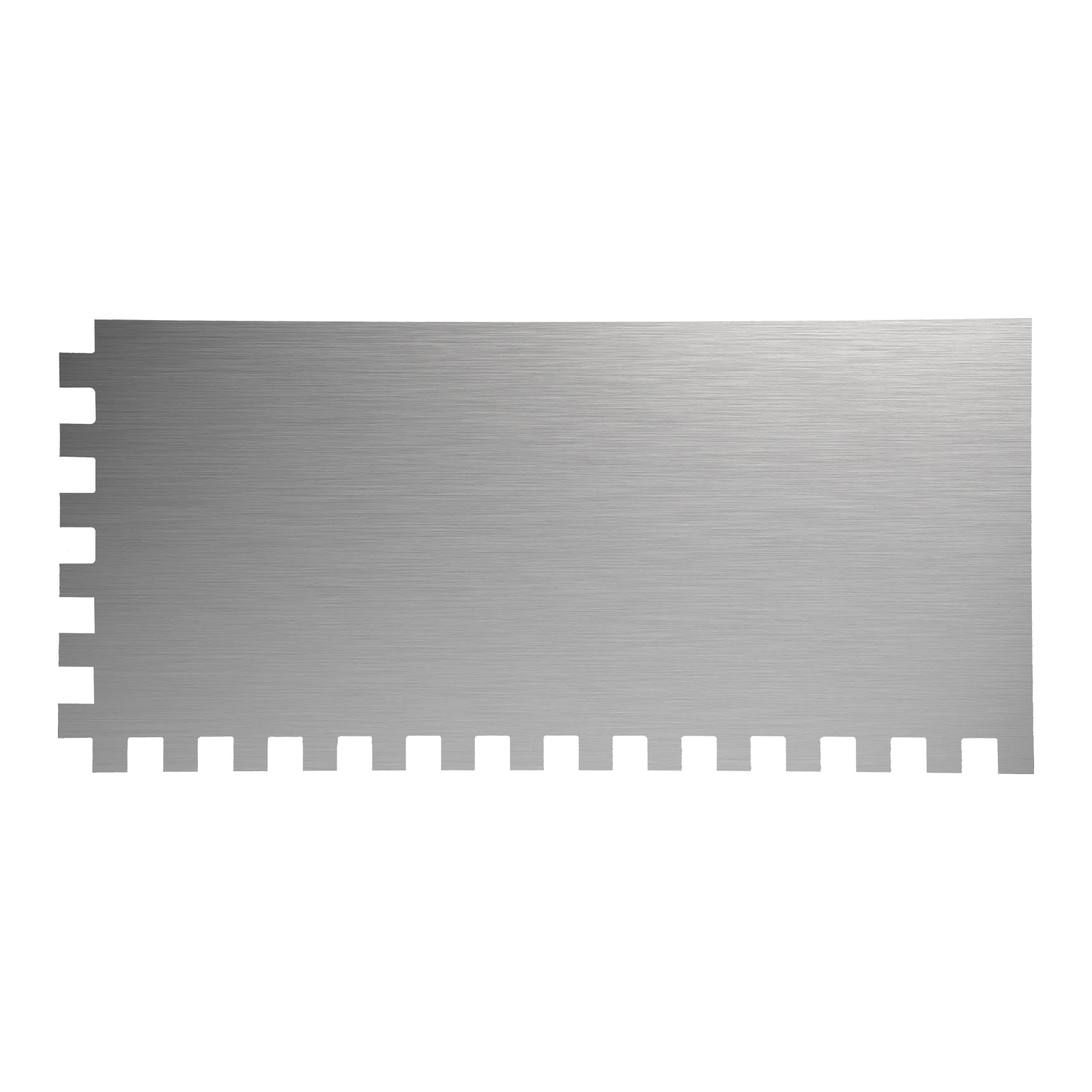 Гладилка стальная, 280 x 130 мм, зеркальная полировка, пластмастмассовая ручка, зуб 10 x 10 мм Matrix