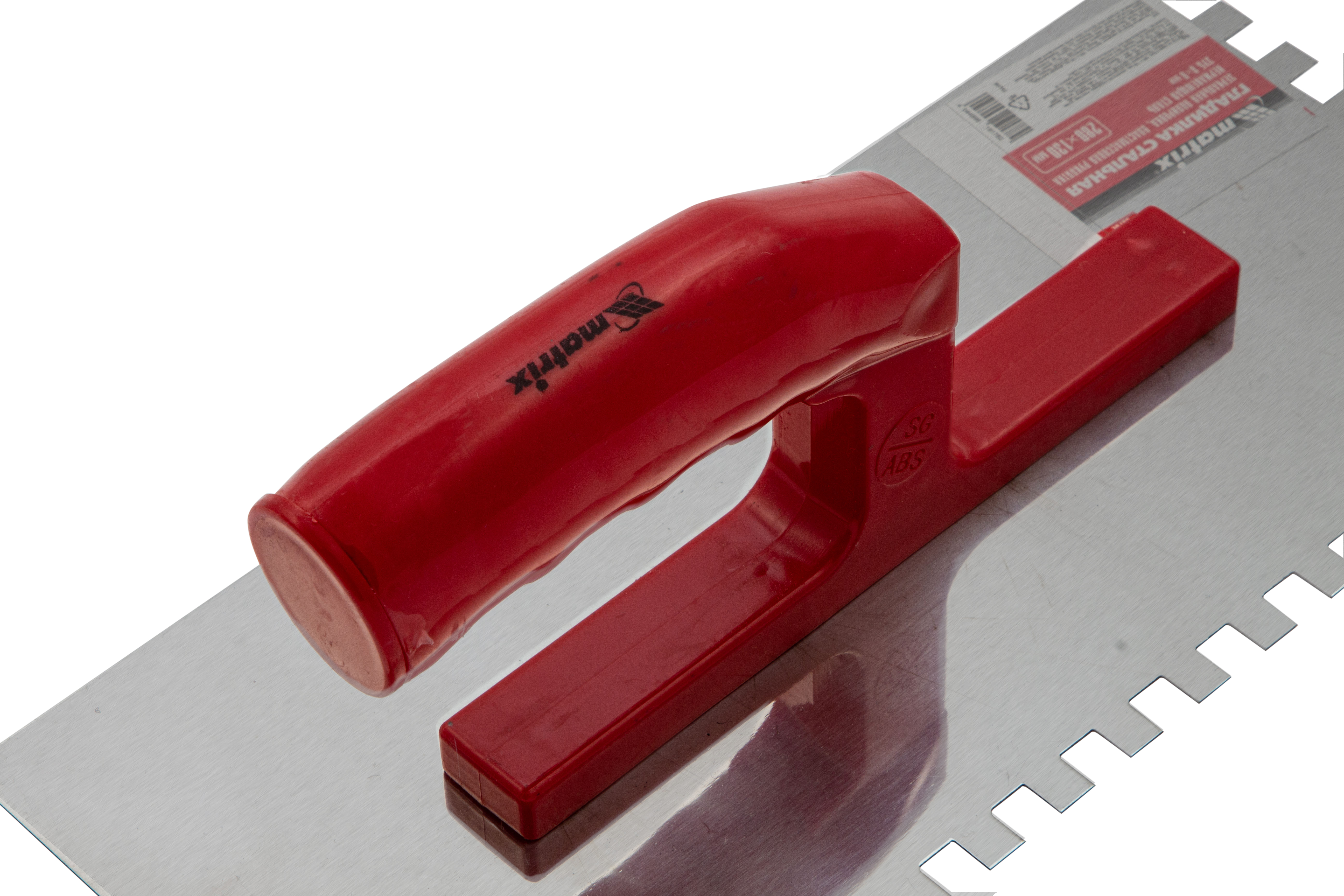 Гладилка из нержавеющей стали, 280 х 130 мм, зеркальная полировка, пластмассовая ручка, зуб 8 х 8 мм Matrix